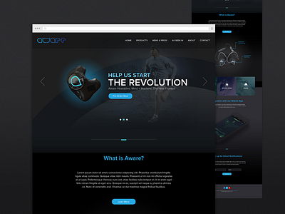 AWARE Landing Page aware home homepage icons landing page mobile app responsive startup web