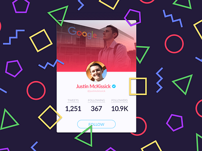 User Profile Card dailyui dailyui002 geometric mobile profile ui user ux