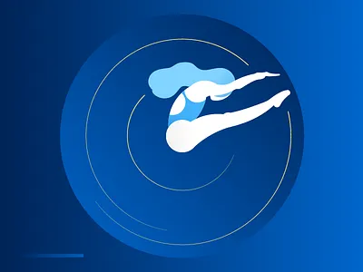 Day3 - C - 36 Days Of Type 2d blue c design dive diving illustration letter type woman