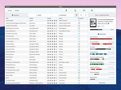 Calibre Redesign - My Library / My Device app books calibre desktop app ebooks ereader kobo redesign ui ux