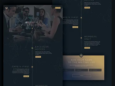 Jet Demands Web homepage jet landing page signup web
