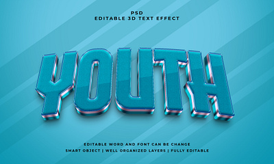 Youth 3d editable psd text effect abstract font editable text effect