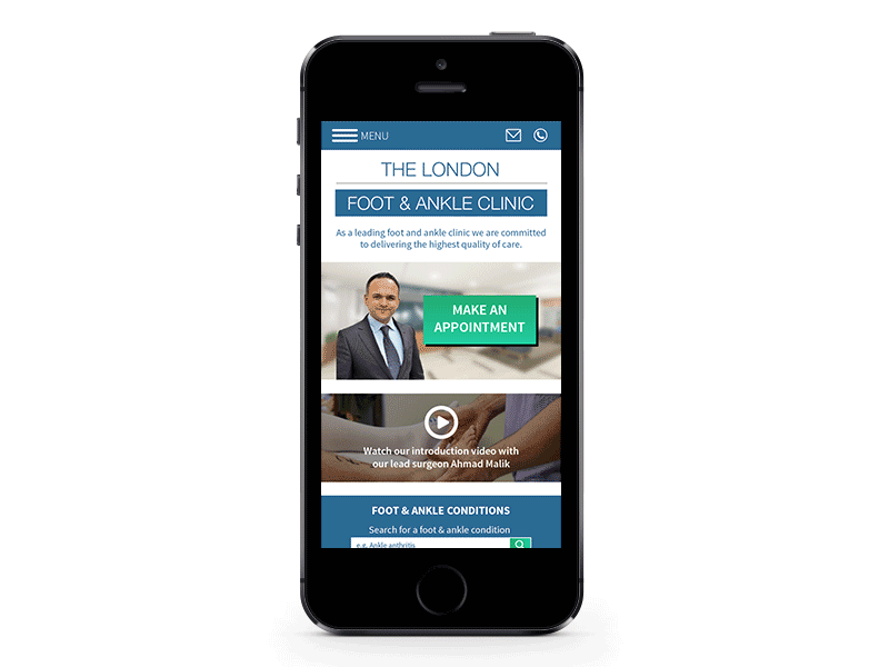 LFAC Website Design Process_mobile foot clinic graphic design medical website orthopaedic responsive design ux design web design