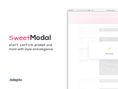 SweetModal - jQuery Library code jquery landing library modal pink sweet sweetmodal webpage website