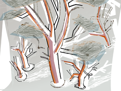 Uber Forest V1 color drawing nature sgrafitto