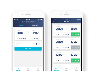 Tickets App Concept app blue bus bus app concept green ios public transport ticket ticket app train user interface