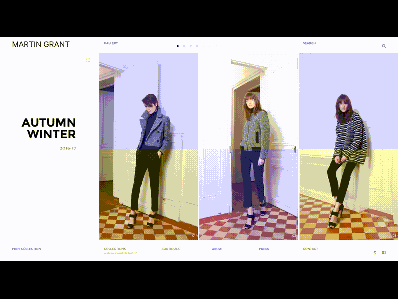 Martin Grant - Gallery Preview animation boutique daily ui daily ux fashion gif motion paging scrolling ui ux website