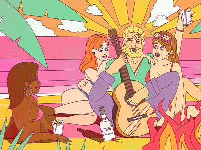 Jose Cuervo beach bikini fire girls guitar illustration josecuervo sexy spanish sunset winner