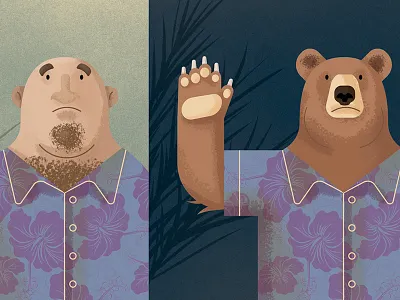 Bear Man animal bald bear hair hawai hello man shirt