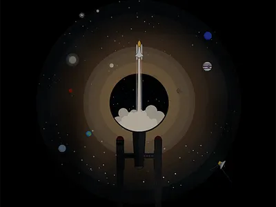 Pushing Boundaries contest flat design flight graphic design illustration sci fi space spaceship star trek t shirt