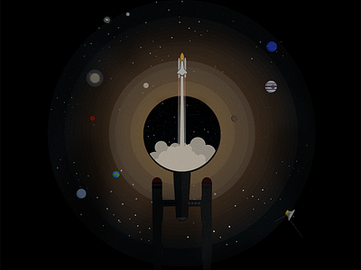 Pushing Boundaries contest flat design flight graphic design illustration sci fi space spaceship star trek t shirt