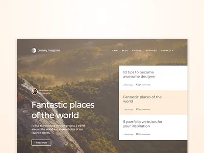 Nick Parker Daily UI #40 blog daily header landing magazine page top ui