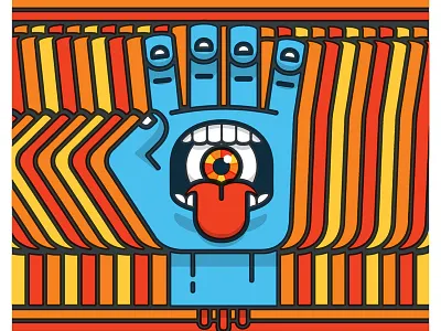 Screaming Hand art eye hand lines screaming hand tongue trippy vans