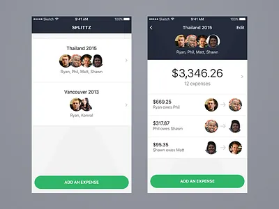 Expense splitting app expenses ios iphone mobile swift ui ux