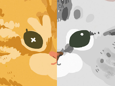 cats head cartoon cat character cute design gray illustration yellow