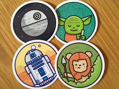 Stickers for a conf far far away ... creative ewok icon illustration r2d2 south star sticker wars yoda