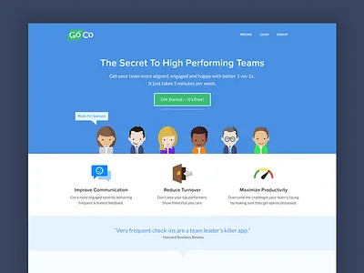 Goco Team Feedback Landing colorful feedback fun goco startup teams