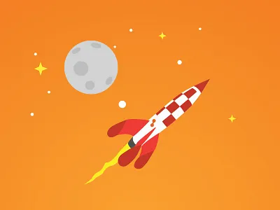 Rocket to the moon - Make it real! core values inspirational poster moon orange poster rocket space