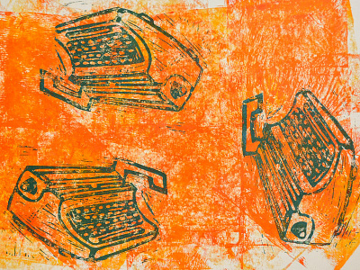Typewriter 2 Linocut alternative illustration hand printing illustration lino lino cutting lino printing print print art