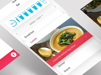 Eat Screen for Running App app eat fitness flat ios iphone recipe sport training ui ux water