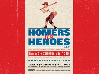 Homers For Heroes americana baseball charity event home run derby poster vintage