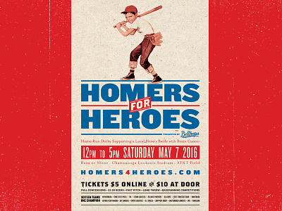 Homers For Heroes americana baseball charity event home run derby poster vintage