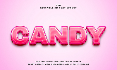 Candy 3d editable psd text effect editable text effect