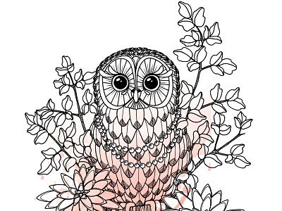 Beauty in Pearls design illustration ink lindapedersen owl pearls poster tray watercolor