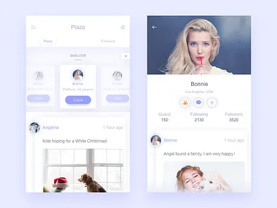 Plaza/shelter app chat data dog icon messages rankings sketch ui