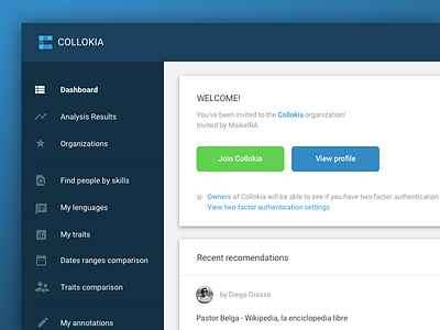 Collokia Dashboard app dashboard material design ui