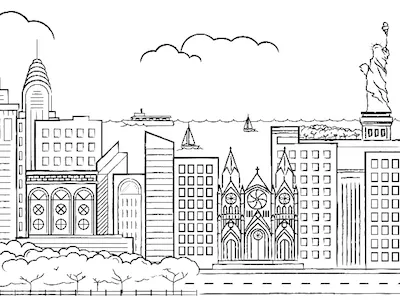 Cityscape Series: New York church city cityscape illustration new york nyc park statue of liberty