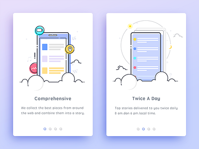 News Digest welcome Slider Redesign app board card color design illustration line mobile news slider ui