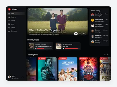 Kivora - Movie Streaming Website app cinema clean design dark dark mode dark ui dashboard disney film interface movie app netflix streaming streaming app tv video videogames webapp webdesign website