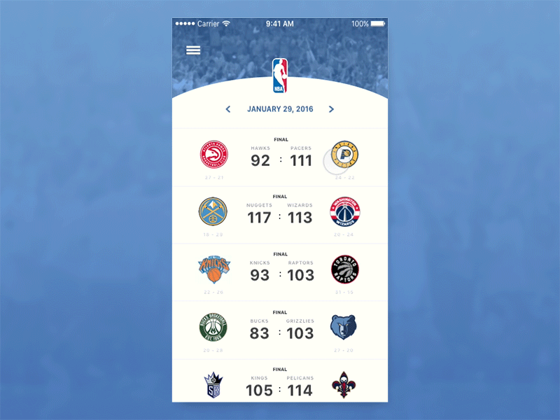 NBA Score Redesign animation app app design basketball mobile app nba new redesign ui ux