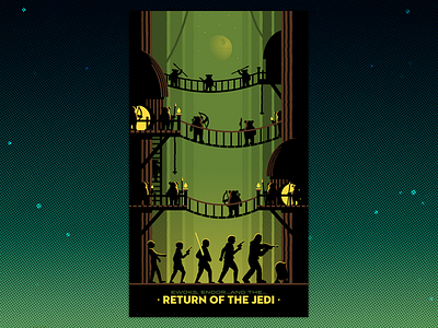 In A Gallery Far Far Away chewie dangerdom dominic flask han illustration jedi leia luke poster screenprint star wars vector
