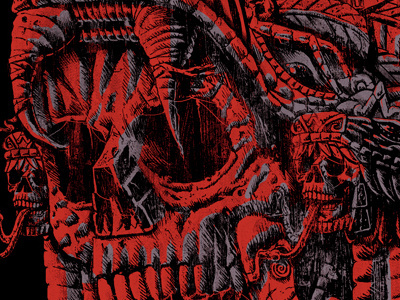 Serpent Warrior t-shirt aztec drawing illustration serpent skull warrior