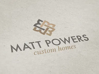 Matt Powers Custom Homes brown design logo tan