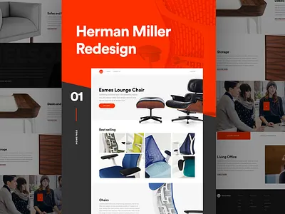 Herman Miller Homepage clean ecommerce flat furniture interaction landing minimal typography ui ux web website