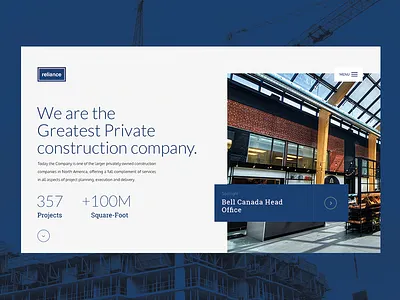 Reliance construction design flat minimal ui ux webdesign website