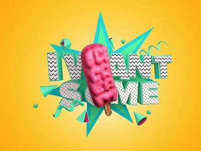 Ice cream 3D typography 3d artwork c4d color fancy illustration pattern retouch simple texture typography