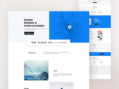 App Landing Page Design app blue colorful cta featured inspiration landing page template ui video header visual design website