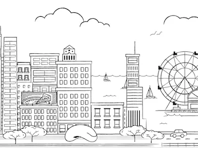 Cityscape Series: Chicago bean chicago cityscape deep dish ferris wheel illustration pizza