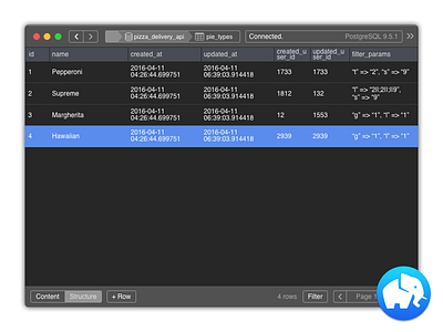 Postico Dark app dark database desktop mysql osx postgres postico sql table ui