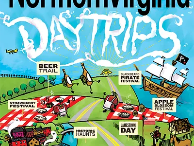 Northern Virginia Magazine cover, Day Trips 2014 custom typography illustration magazine cover