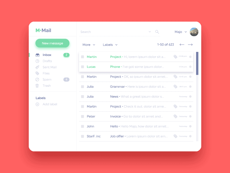 Adding label - concept add animation concept label mail client