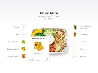 Farm Hill - à la carte a la carte build create custom customize farm food fresh healthy tooltips ui ux