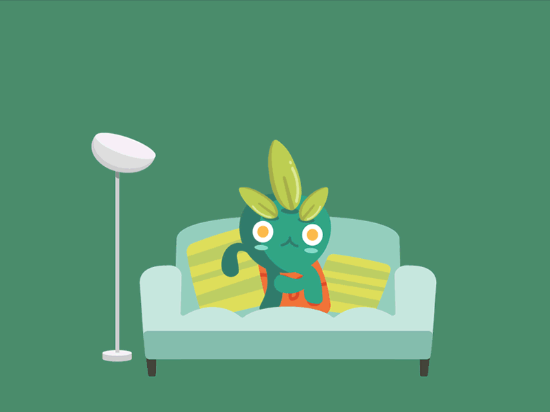 Gato Hoja animation character dance duik fandanz flat music