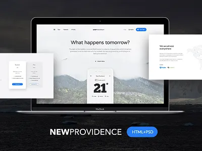 New Providence HTML+PSD Freebie css free freebie freebies html landing light photoshop psd template ui website