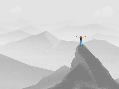Embrace Your Achievments allvector black cliff clouds minimal mountains person rock sky textures vector white