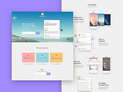 BetterCompany Landing Page anonymous award career chat feed illustration message quote signup ui web work